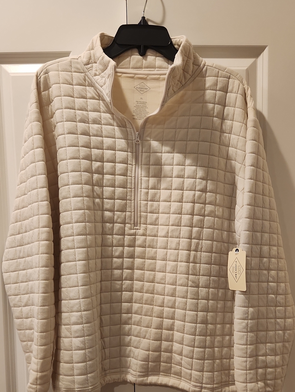 St. John's Bay Womans Quilted Half-Zip Sweater - Cream